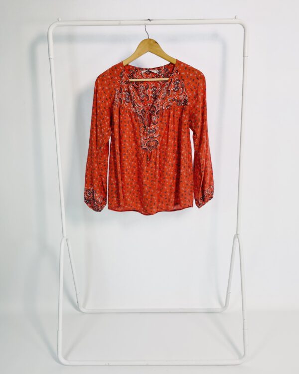 Bata seda laranja estampa paisley amarração no decote ATEEN - 36 - VENDIDO SISTEMA OTO