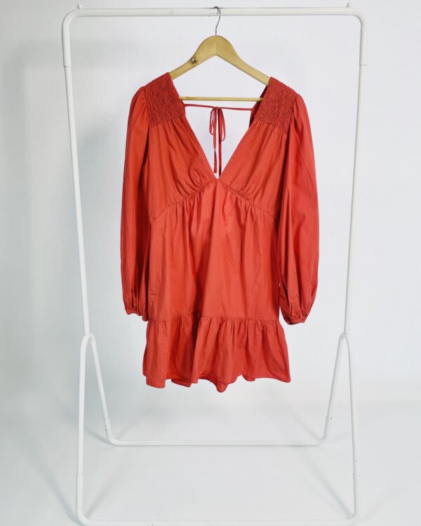 Vestido terracota curto mangas bufantes DRESS TO - G