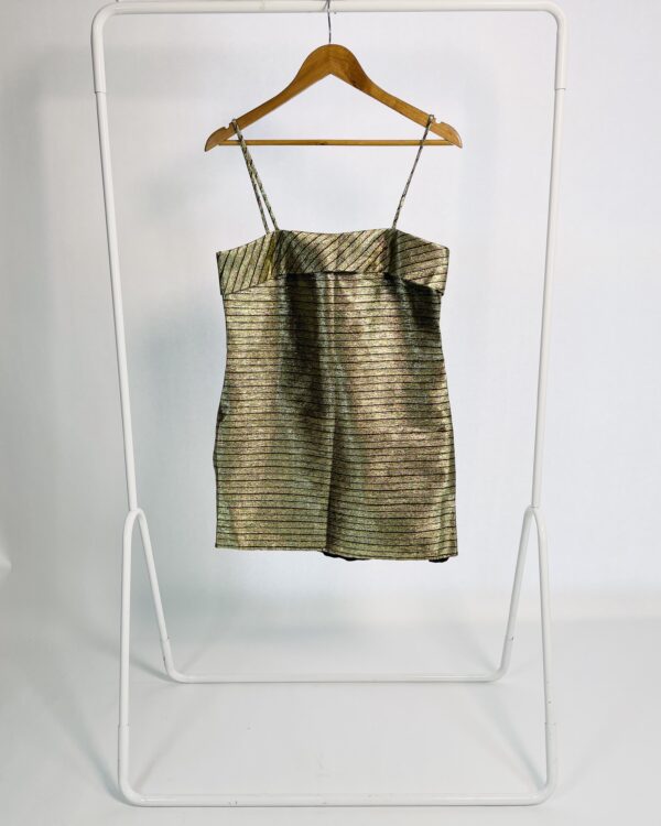 Vestido curto dourado com listras e alças finas ANIMALE - 38 *nunca usado*