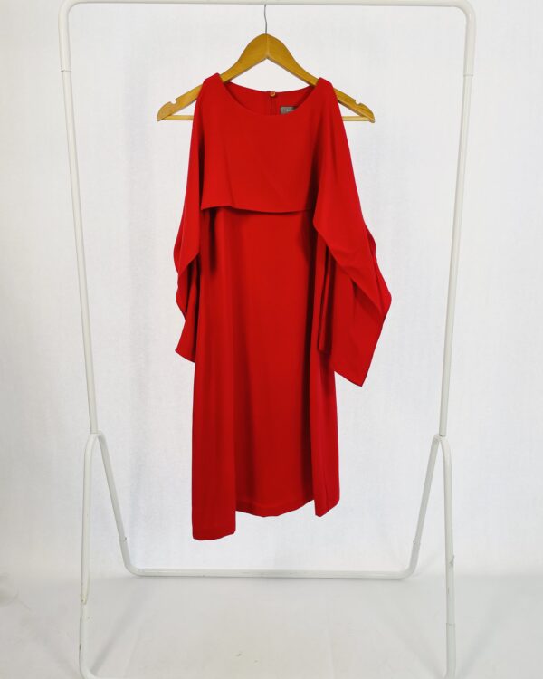 Vestido vermelho com decote no ombro e mangas fluidas SANDRO FERRONE - M