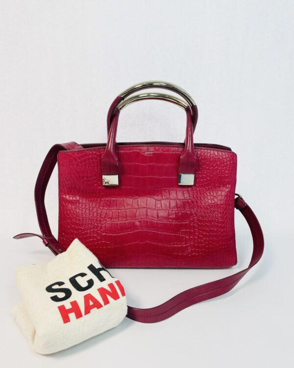 Bolsa Croco Bordô Alça com Metálico Prata Schutz - único