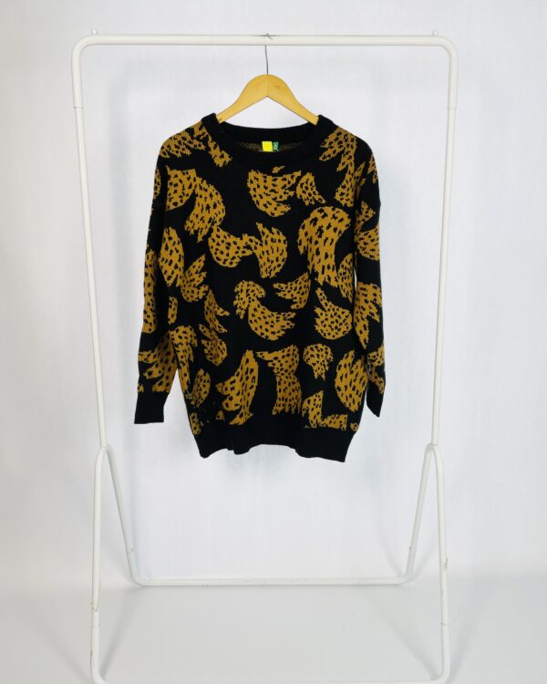 Blusa tricot preto e marrom estampa bananas FARM - P