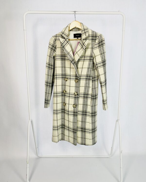 Sobretudo tweed off white e cinza estampa xadrez MIXED - 34