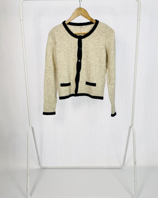 Casaquinho Rosado Com preto e Aplique de perolás MARIA FILÓ - p (Nunca usado)