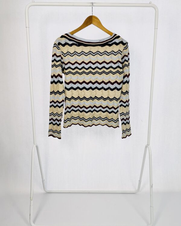 Blusa Manga Longa Listras Azul e Bordô Fio lurex MARIA FILÓ - P