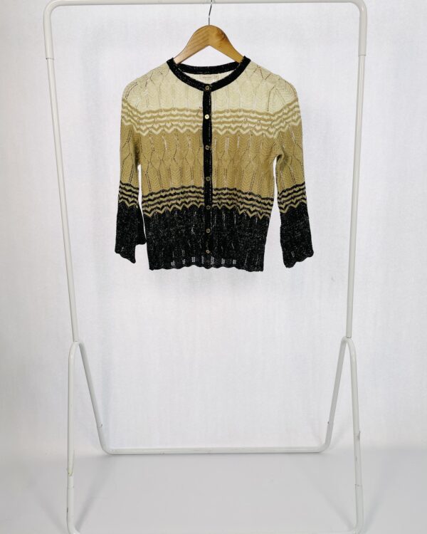 Casaquinho Bege e Preto Com Fio de Lurex MARIA FILÓ - P