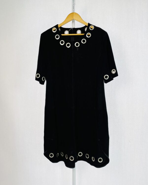 Vestido couro chamois preto com ilhós ANIMALE - 44