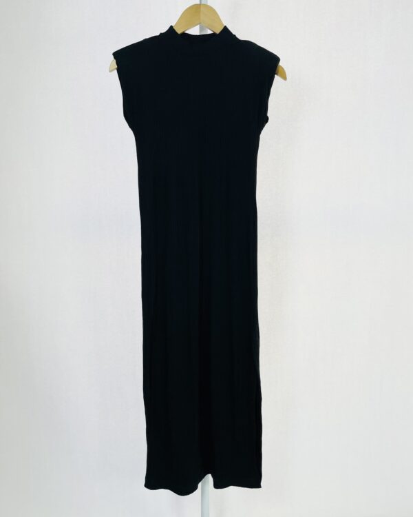 Vestido Preto Canelado Manga Muscle Tee FARM - P