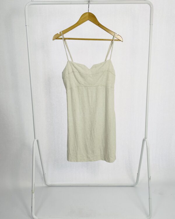 Vestido curto viscolinho cru alças finas LIZIE - P