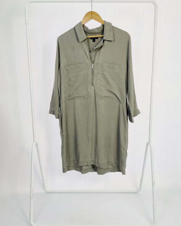 Vestido Cinza Manga 3/4 Bolsos e Ziper COS - 40