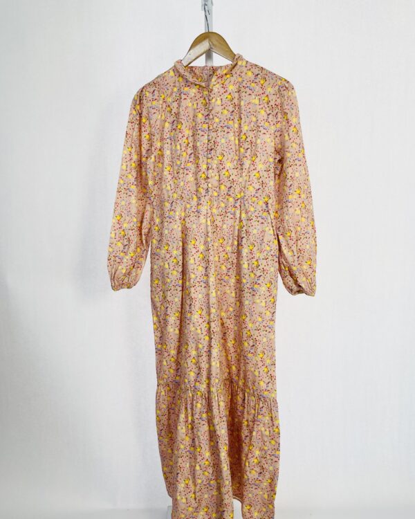 Vestido midi algodão rosa claro mangas longas e estampa limões sicilianos VAN VAN - M