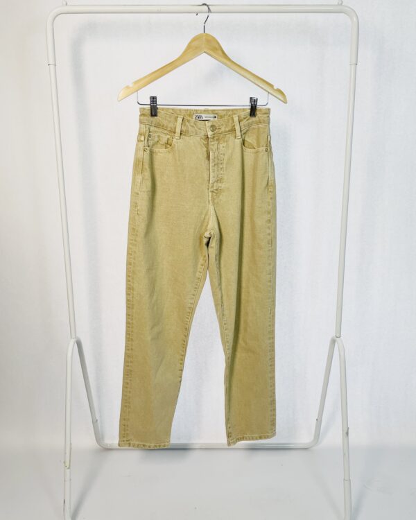 Calça Jeans Desbotada Bege ZARA - 36