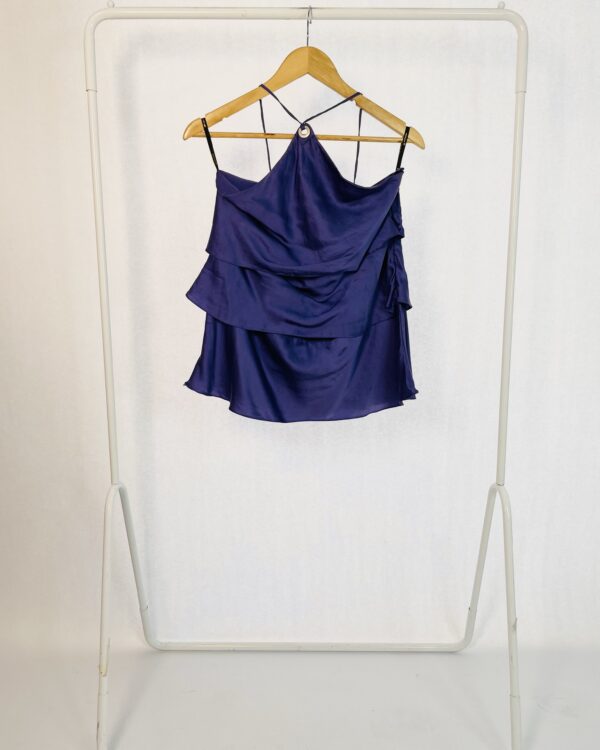 Blusa Roxa Acetinada Amarração Pescoço Osklen - 38