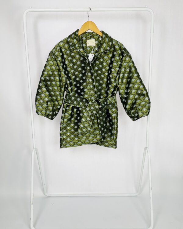 Kimono verde musgo estampado com faixa NV - PP - VENDIDO SISTEMA OTO
