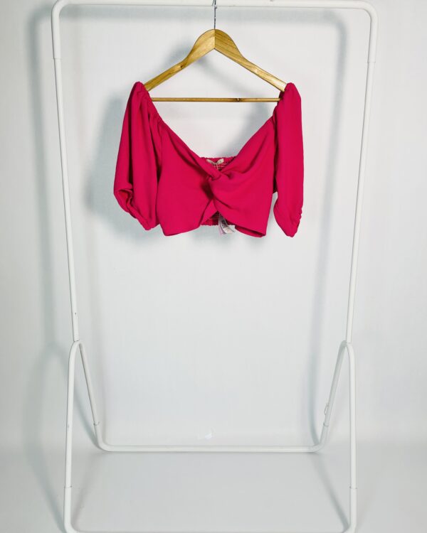 Cropped rosa torcido no busto mangas curtas LIZIE - G