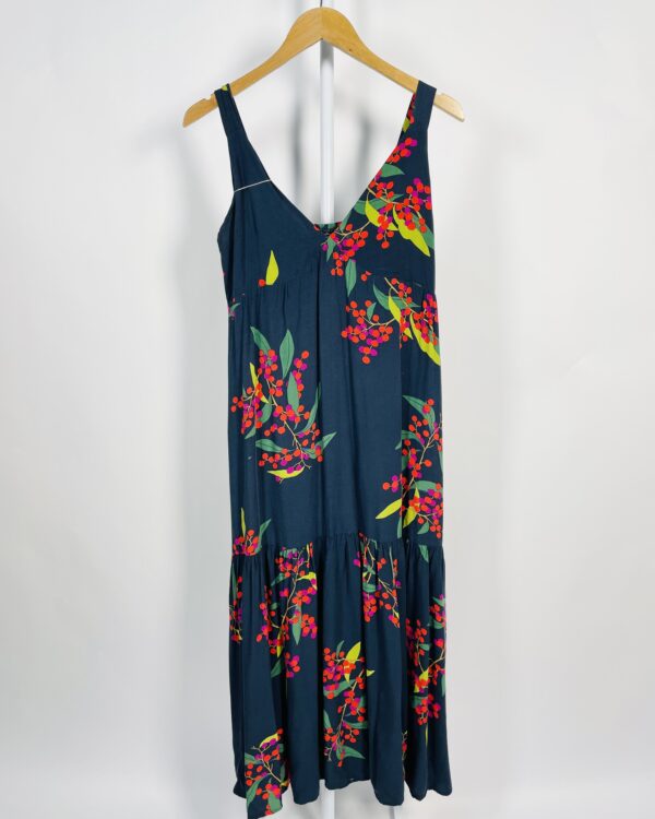 Vestido azul marinho estmpado arvore e maça CANTÃO - P