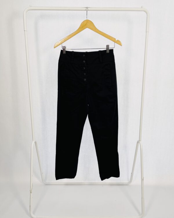 Calça Alta Reta Preta Cintura alta com Botões Detalhes CRIS BARROS - 36