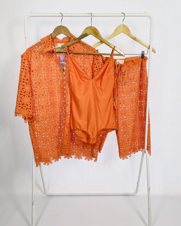 Trijunto camisa body e bermuda laise laranja PAULA RAIA - 38