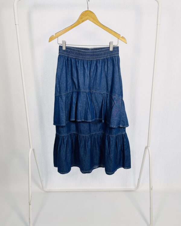 Saia Jeans Elástico camadas de babados MARIA FILÓ -- 40
