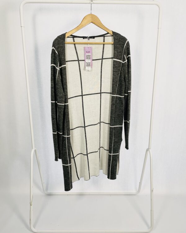 Casaco alongado xadrez branco com cinza SHOULDER - M