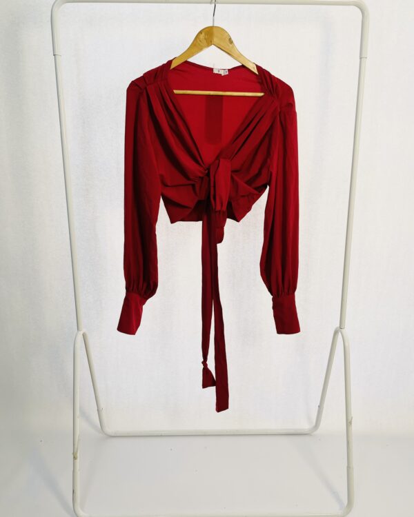 Blusa Amarração Bordô Punho com Perola LOJA TRÊS - G