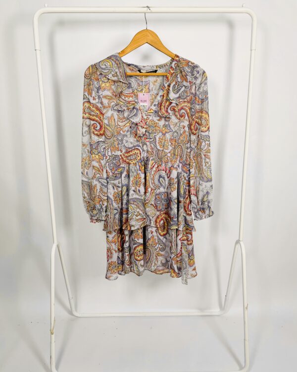 Vestido Curto azul babados estampa desenhos coloridos ZARA - XL