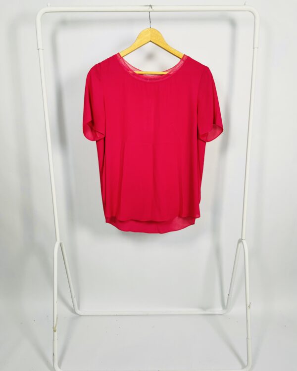 Blusa rosa tricot na gola mangas curtas ELLUS - M
