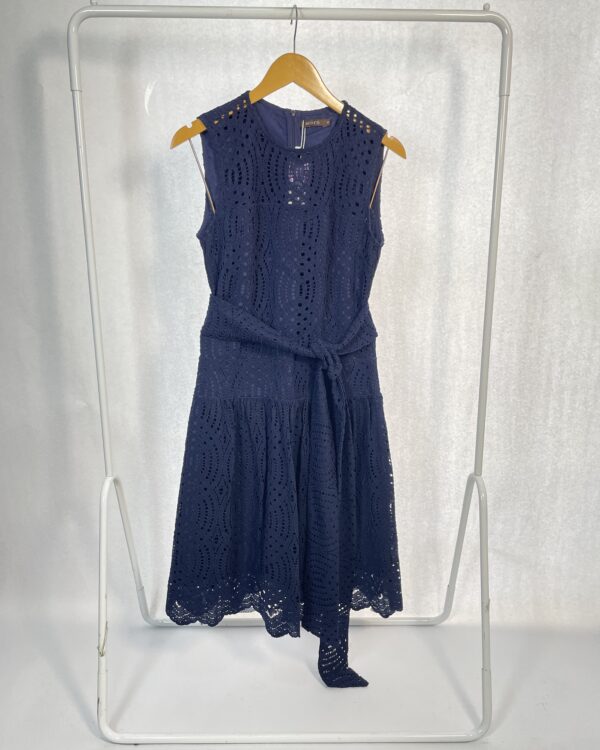 Vestido midi laise azul marinho com faixa MIXED - 38