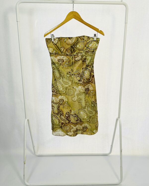 Vestido Curto sem alças estamp verde arabesco com amarração cintura ANIMALE - 38