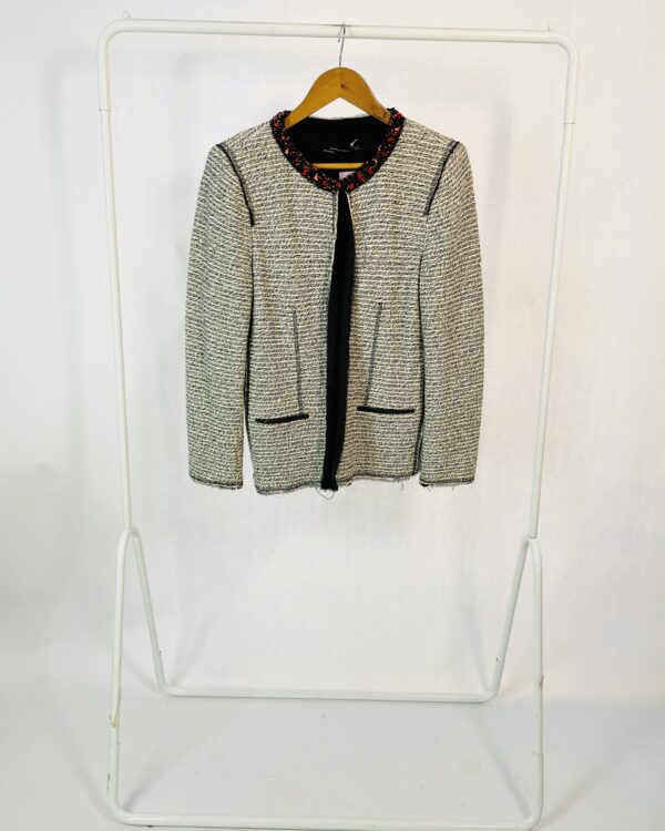 Casaco tweed fios de lurex gola bordada ZARA - GG