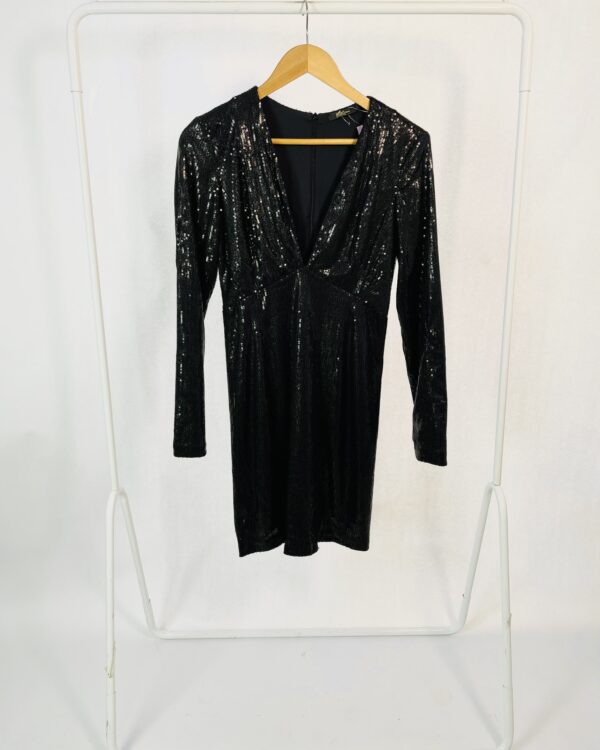 Vestido curto paetes preto BOBO - G