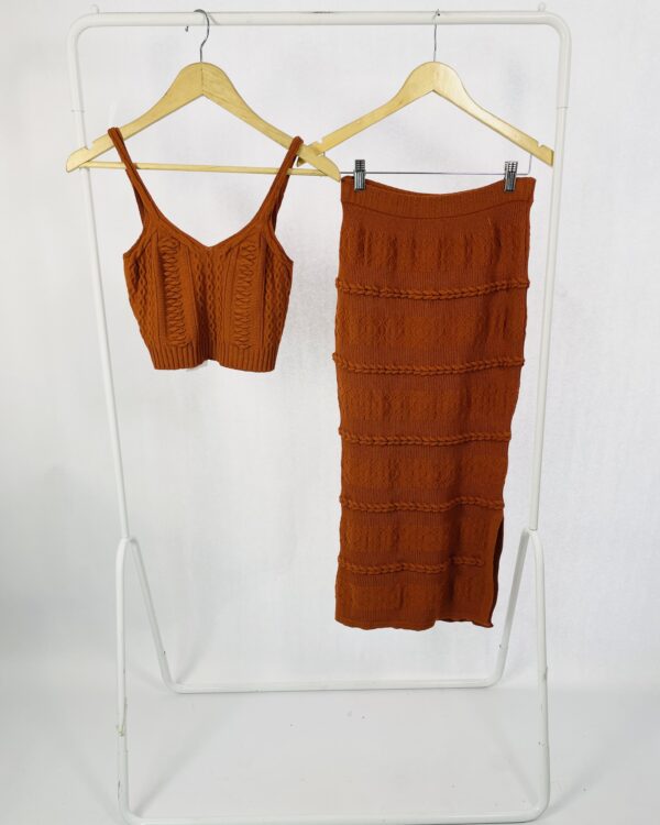 Conjunto tricot terracota saia e top EGOISTE - M *NUNCA USADO*