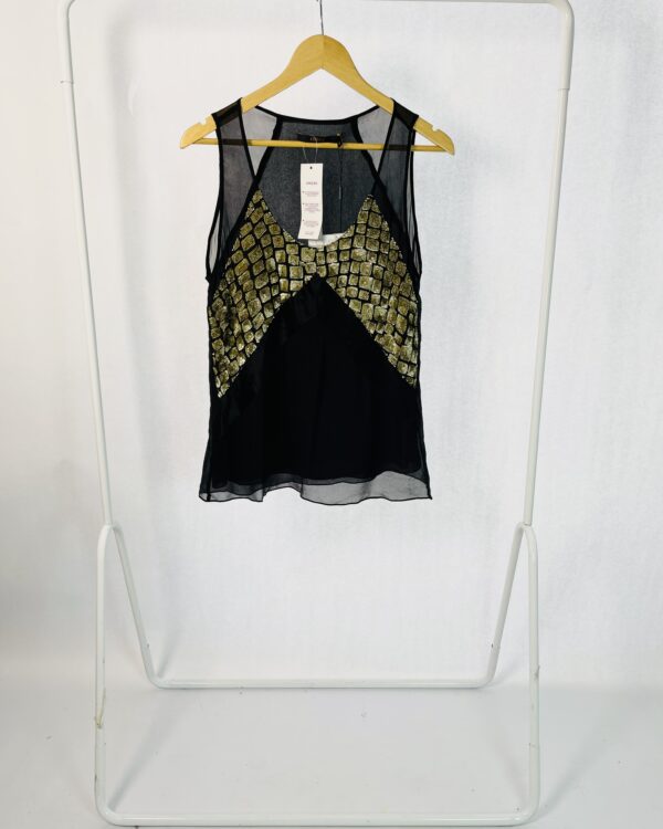 Blusa seda preta dealhes ANIMALE - 42