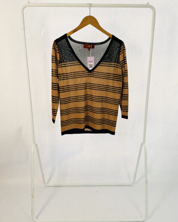 Sueter Brilho Dourado Com preto - P